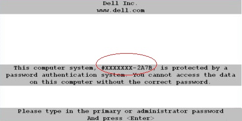 Dell 2A7B Bios Master Password