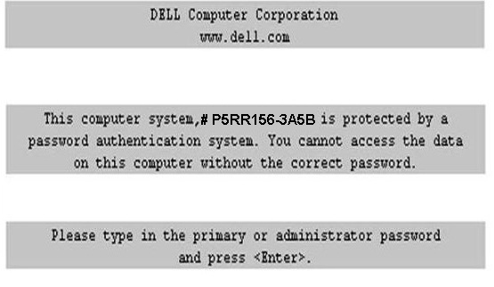 Dell 3A5B Bios Master Password