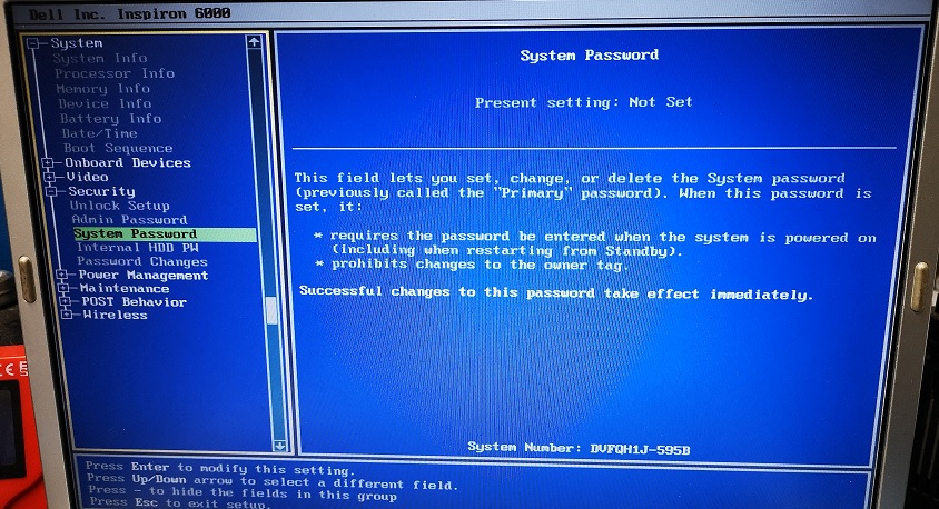 resetting administrator password in dell laptop