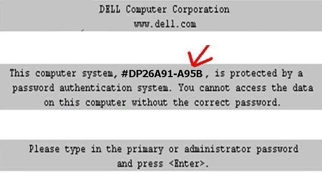 Dell A95B Bios Master Password