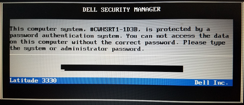 Dell Precision 1D3B Bios Master Password