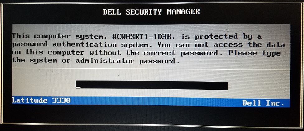 Dell 1D3B Bios Password