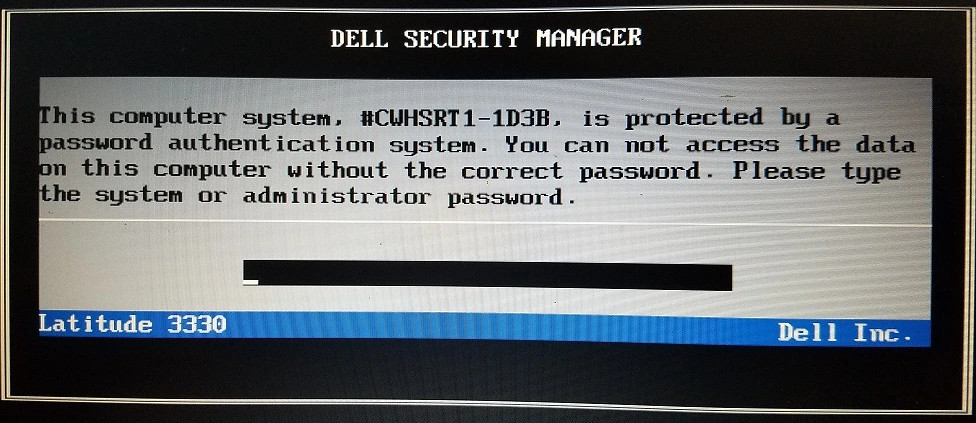 Dell 1D3B Bios Password