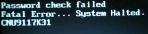 Bios password for hp laptop with: password check failed